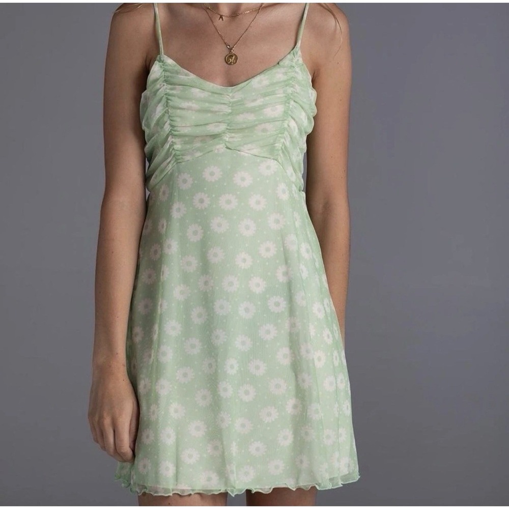 Altar'd State Green Floral Slip Dress Size M Adjustable Spaghetti Strap Lined
